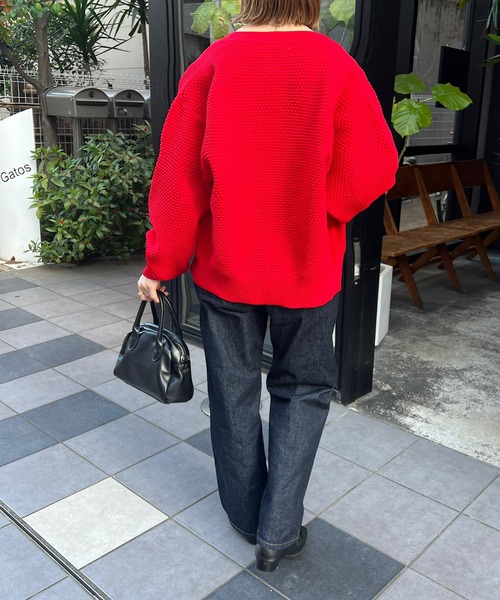 DISCOAT(ディスコート)の「【WEB限定】カノコ編みパール釦カーディガン(カーディガン/ボレロ・レディース・ネイビー/レッド/オフホワイト/アイボリー・FREE)」の6枚目の写真