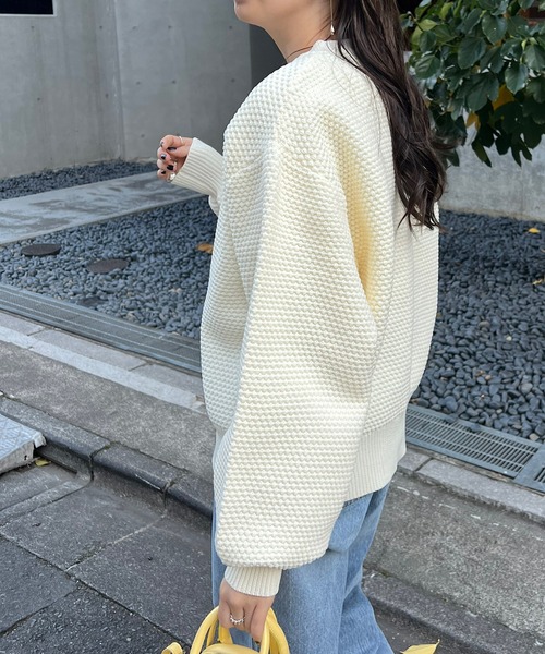 DISCOAT(ディスコート)の「【WEB限定】カノコ編みパール釦カーディガン(カーディガン/ボレロ・レディース・ネイビー/レッド/オフホワイト/アイボリー・FREE)」の20枚目の写真