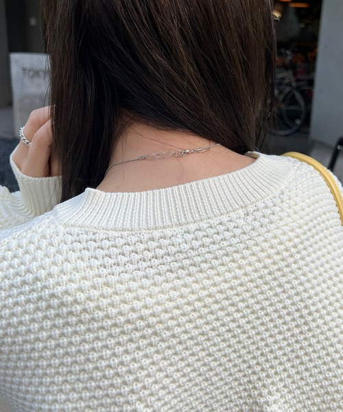 DISCOAT(ディスコート)の「【WEB限定】カノコ編みパール釦カーディガン(カーディガン/ボレロ・レディース・ネイビー/レッド/オフホワイト/アイボリー・FREE)」の9枚目の写真