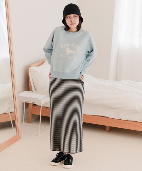 niko and...(ニコアンド)の「ヴィンテージライクアソートロゴプルオーバー(Tシャツ/カットソー・レディース・イエロー/ネイビー/ライトグレー/サックスブルー・MEDIUM/LARGE)」の9枚目の写真