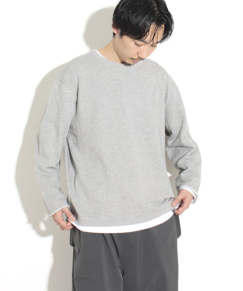 GLOSTER(グロスター)の「【GLOSTER/グロスター】カットオフ リメイククルーネックスウェット(スウェット・メンズ・ネイビー/グレー/アイボリー・M/L)」の3枚目の写真