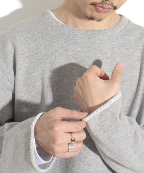 GLOSTER(グロスター)の「【GLOSTER/グロスター】カットオフ リメイククルーネックスウェット(スウェット・メンズ・ネイビー/グレー/アイボリー・M/L)」の4枚目の写真