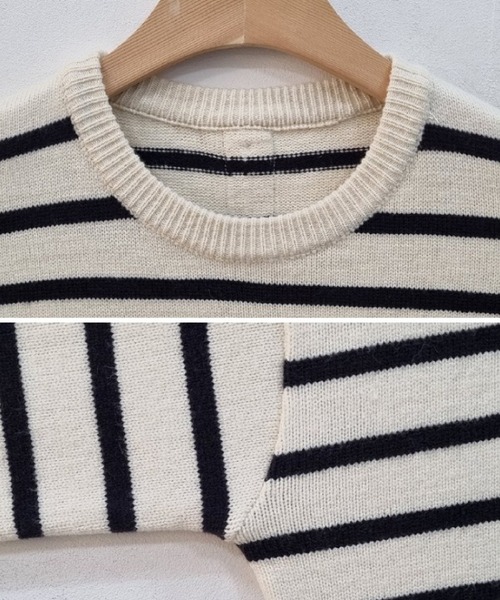 fd style(エフディ スタイル)の「後ろボタンストライプニット(ニット/セーター・レディース・Navy/White・FREE)」の19枚目の写真