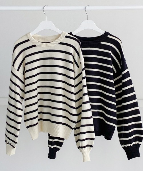 fd style(エフディ スタイル)の「後ろボタンストライプニット(ニット/セーター・レディース・Navy/White・FREE)」の22枚目の写真