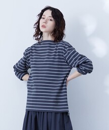 【UNISEX】インディゴボーダーロングTシャツ