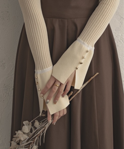 Ambre Ciel（アンブルシエル）の「シアーリブフレアニット／【WEB/EC限定商品】（Tシャツ/カットソー・レディース・アイボリー/ブラック/ライトグリーン・FREE）」の13枚目の写真