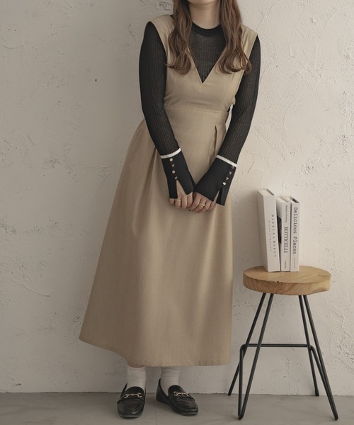 Ambre Ciel（アンブルシエル）の「シアーリブフレアニット／【WEB/EC限定商品】（Tシャツ/カットソー・レディース・アイボリー/ブラック/ライトグリーン・FREE）」の11枚目の写真