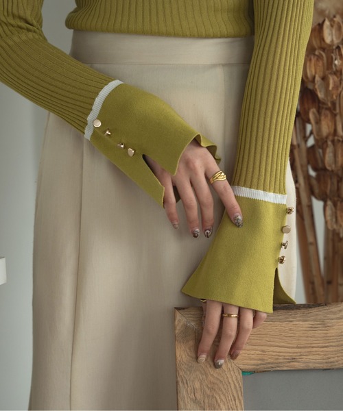 Ambre Ciel（アンブルシエル）の「シアーリブフレアニット／【WEB/EC限定商品】（Tシャツ/カットソー・レディース・アイボリー/ブラック/ライトグリーン・FREE）」の20枚目の写真