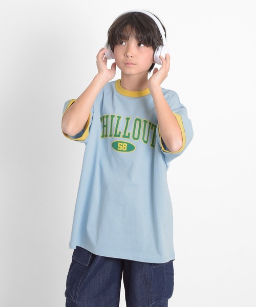 GLAZOS(グラソス)の「アソートカレッジプリントビッグ半袖Tシャツ(Tシャツ/カットソー・キッズ・サックスブルー/オートミール/ネイビー/グリーン・150cm/160cm/140cm/170cm)」の4枚目の写真