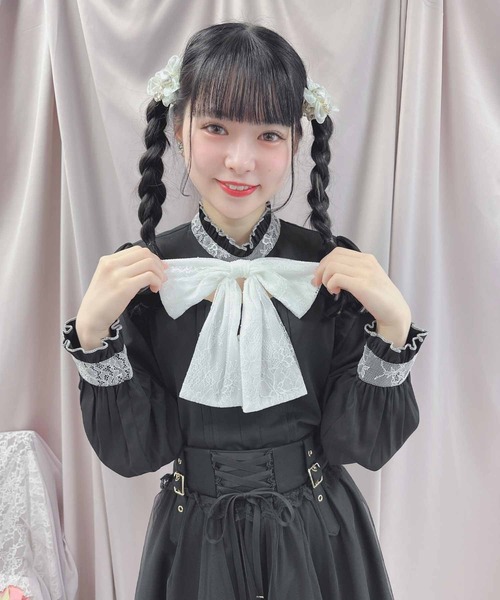 ROJITA（ロジータ）の「デコルテ開き配色リボンブラウス（シャツ/ブラウス・レディース・ブラック/ベージュ/ピンク・FREE）」の11枚目の写真
