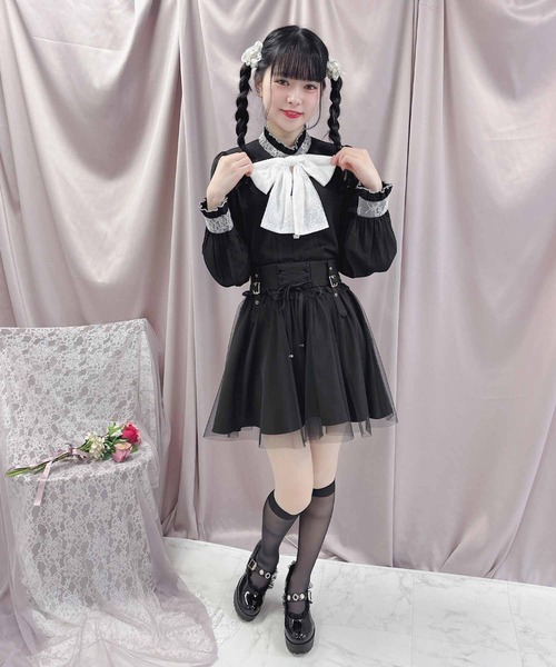 ROJITA（ロジータ）の「デコルテ開き配色リボンブラウス（シャツ/ブラウス・レディース・ブラック/ベージュ/ピンク・FREE）」の12枚目の写真
