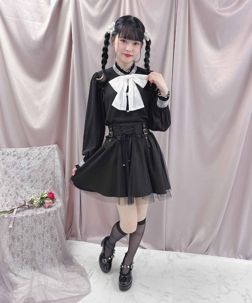 ROJITA（ロジータ）の「デコルテ開き配色リボンブラウス（シャツ/ブラウス・レディース・ブラック/ベージュ/ピンク・FREE）」の7枚目の写真