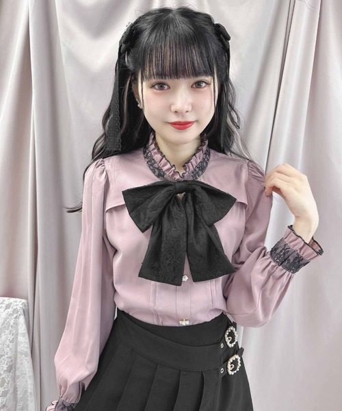 ROJITA（ロジータ）の「デコルテ開き配色リボンブラウス（シャツ/ブラウス・レディース・ブラック/ベージュ/ピンク・FREE）」の13枚目の写真