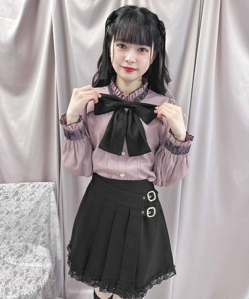 ROJITA（ロジータ）の「デコルテ開き配色リボンブラウス（シャツ/ブラウス・レディース・ブラック/ベージュ/ピンク・FREE）」の8枚目の写真