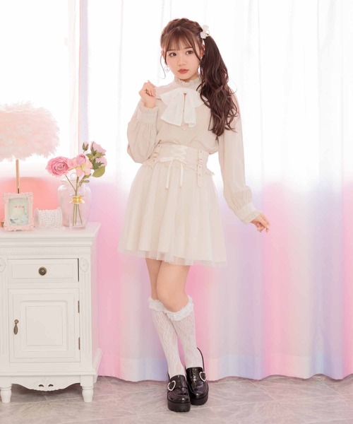 ROJITA（ロジータ）の「デコルテ開き配色リボンブラウス（シャツ