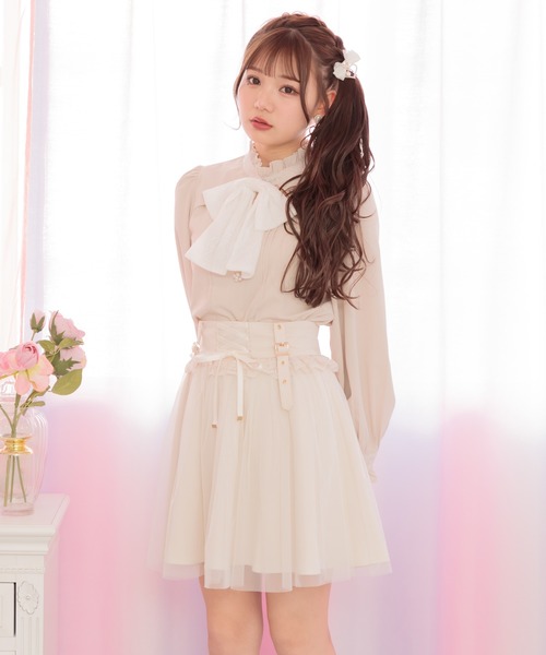 ブラウス シャツ ダブルリボンデコルテブラウス レディース OLIVE des ブラウス シャツ ダブルリボンブラウス レディース