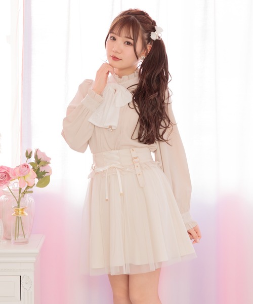 ROJITA（ロジータ）の「デコルテ開き配色リボンブラウス（シャツ/ブラウス・レディース・ブラック/ベージュ/ピンク・FREE）」の15枚目の写真