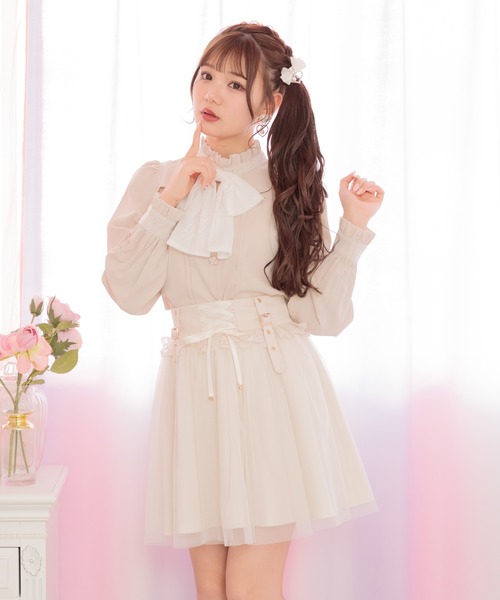 ROJITA（ロジータ）の「デコルテ開き配色リボンブラウス（シャツ/ブラウス・レディース・ブラック/ベージュ/ピンク・FREE）」の10枚目の写真