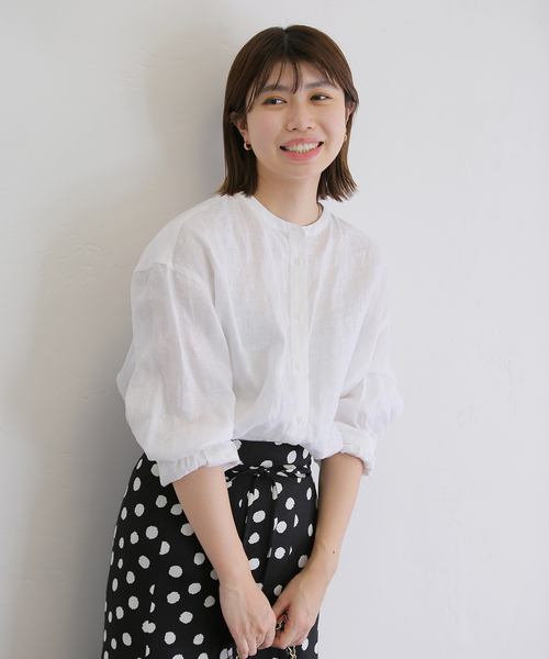 La TOTALITE（ラトータリテ）の「リネンバンドカラーシャツ（シャツ/ブラウス・レディース・ベージュ/ホワイト/ピンク・FREE）」の8枚目の写真