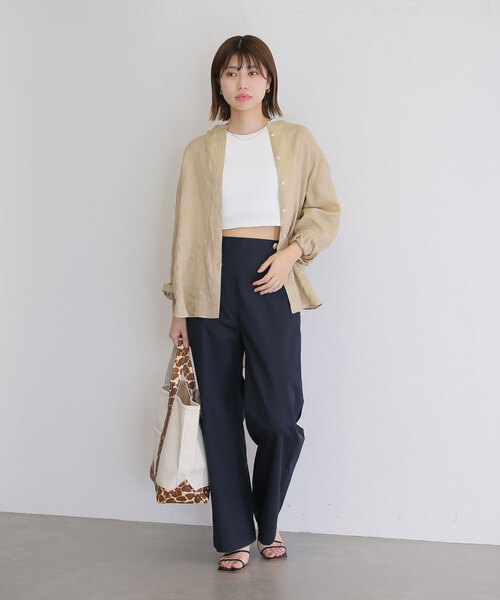 La TOTALITE（ラトータリテ）の「リネンバンドカラーシャツ（シャツ/ブラウス・レディース・ベージュ/ホワイト/ピンク・FREE）」の12枚目の写真