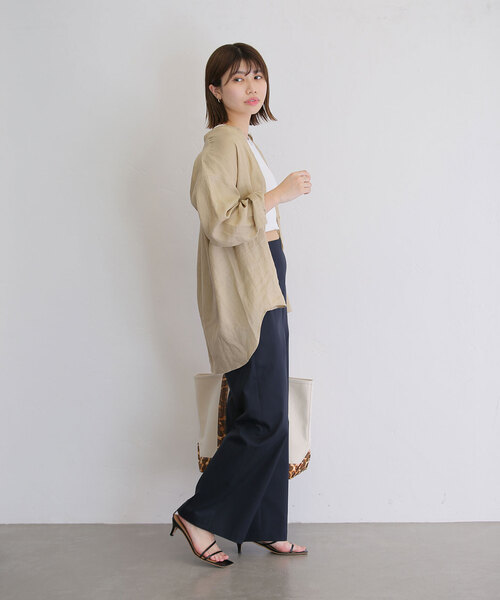 La TOTALITE（ラトータリテ）の「リネンバンドカラーシャツ（シャツ/ブラウス・レディース・ベージュ/ホワイト/ピンク・FREE）」の13枚目の写真