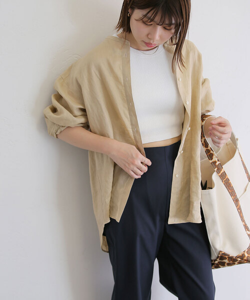 La TOTALITE（ラトータリテ）の「リネンバンドカラーシャツ（シャツ/ブラウス・レディース・ベージュ/ホワイト/ピンク・FREE）」の16枚目の写真