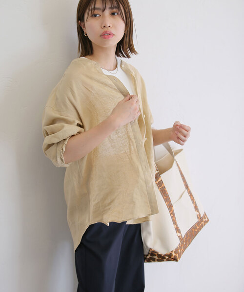 La TOTALITE（ラトータリテ）の「リネンバンドカラーシャツ（シャツ/ブラウス・レディース・ベージュ/ホワイト/ピンク・FREE）」の17枚目の写真