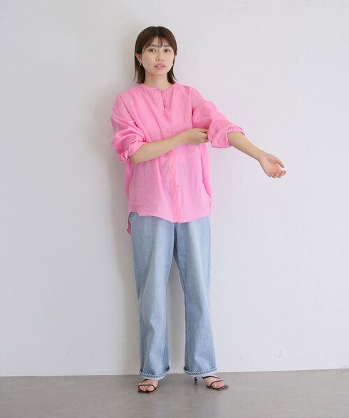 La TOTALITE（ラトータリテ）の「リネンバンドカラーシャツ（シャツ/ブラウス・レディース・ベージュ/ホワイト/ピンク・FREE）」の18枚目の写真