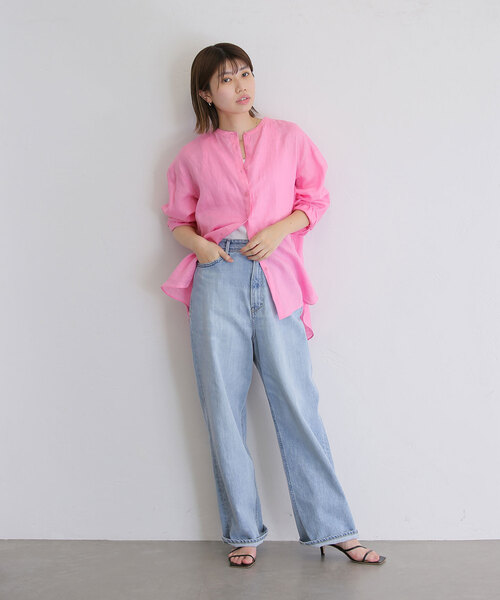 La TOTALITE（ラトータリテ）の「リネンバンドカラーシャツ（シャツ/ブラウス・レディース・ベージュ/ホワイト/ピンク・FREE）」の19枚目の写真