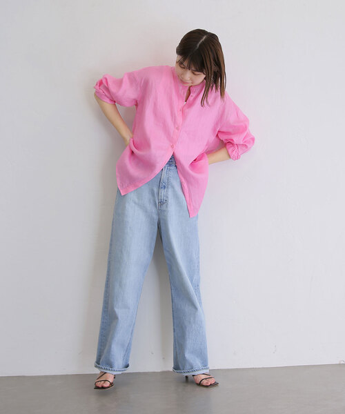 La TOTALITE（ラトータリテ）の「リネンバンドカラーシャツ（シャツ/ブラウス・レディース・ベージュ/ホワイト/ピンク・FREE）」の20枚目の写真