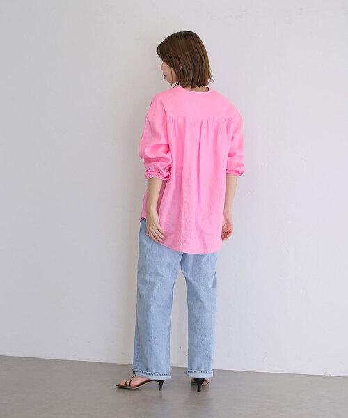 La TOTALITE（ラトータリテ）の「リネンバンドカラーシャツ（シャツ/ブラウス・レディース・ベージュ/ホワイト/ピンク・FREE）」の21枚目の写真