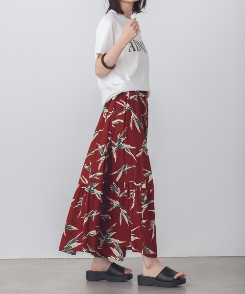 lil nina（リルニーナ）の「レーヨン プリント ギャザースカート（スカート・レディース・レッド/ブラック/グリーン・FREE）」の8枚目の写真