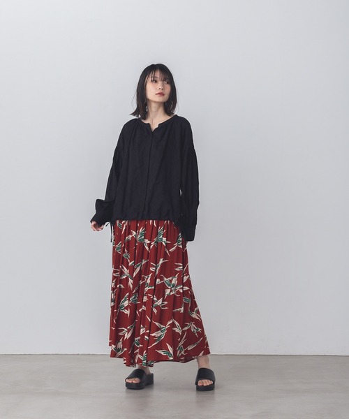 lil nina（リルニーナ）の「レーヨン プリント ギャザースカート（スカート・レディース・レッド/ブラック/グリーン・FREE）」の13枚目の写真