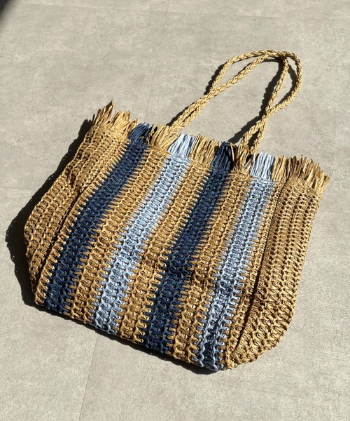 CIAOPANIC(チャオパニック)の「ストライプかごトートバック(かごバッグ・レディース・ベージュ・FREE)」の7枚目の写真