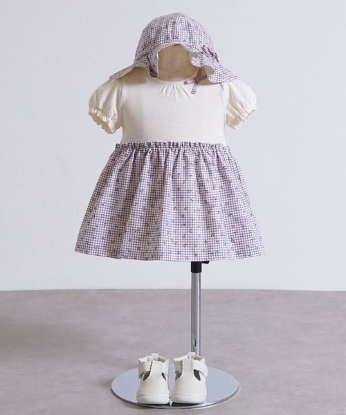 10mois（ディモワ）の「【10mois(ディモワ)】 チェリーギンガムチューリップハット（ハット・キッズ・ラベンダー/ピンク・ONE SIZE）」の6枚目の写真