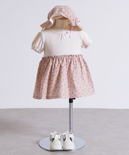 10mois（ディモワ）の「【10mois(ディモワ)】 チェリーギンガムチューリップハット（ハット・キッズ・ラベンダー/ピンク・ONE SIZE）」の5枚目の写真