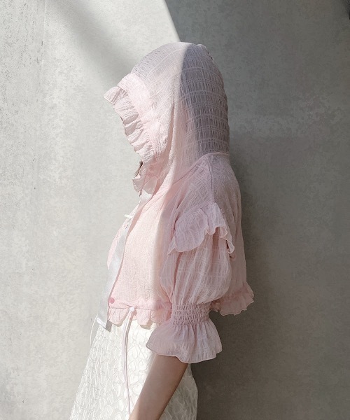lilLilly（リルリリー）の「Babyシアーフリルフーディー（カーディガン/ボレロ・レディース・ブラック/ライトブルー/ベビーピンク/ホワイト・FREE）」の16枚目の写真