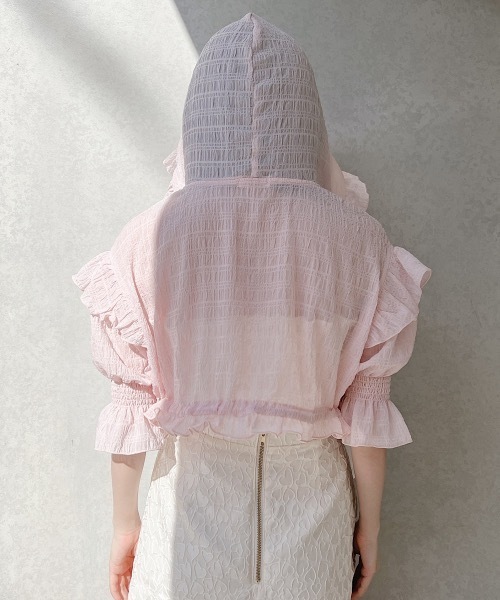 lilLilly（リルリリー）の「Babyシアーフリルフーディー（カーディガン/ボレロ・レディース・ブラック/ライトブルー/ベビーピンク/ホワイト・FREE）」の17枚目の写真