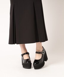 厚底キラキラハート付きパンプス