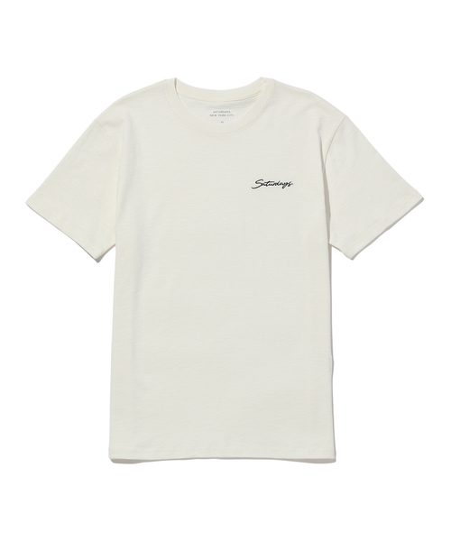 Saturdays NYC(サタデーズ ニューヨークシティ )の「Cotton Slub Script Ss Tee(Tシャツ/カットソー・メンズ・ベージュ/サックスブルー/ブラウン系その他2/オフホワイト・L/M/S/XL/X-SMALL)」の2枚目の写真