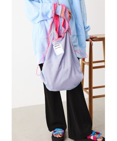 RODEO CROWNS WIDE BOWL(ロデオクラウンズワイドボウル)の「S/W FRILL HANDLE BAG(エコバッグ/サブバッグ・レディース・ブルー系その他3/ブルー系その他/ホワイト系その他・FREE)」の10枚目の写真