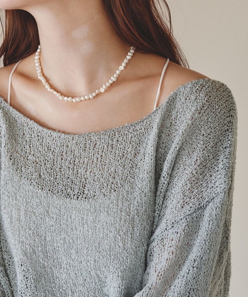 pomiii（ポミー）の「オフショルフレアスリーブニット（ニット/セーター・レディース・ベージュ/アイボリー/ミント/ラベンダー・FREE）」の14枚目の写真