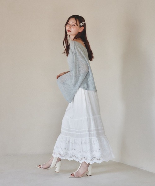 pomiii（ポミー）の「オフショルフレアスリーブニット（ニット/セーター・レディース・ベージュ/アイボリー/ミント/ラベンダー・FREE）」の12枚目の写真