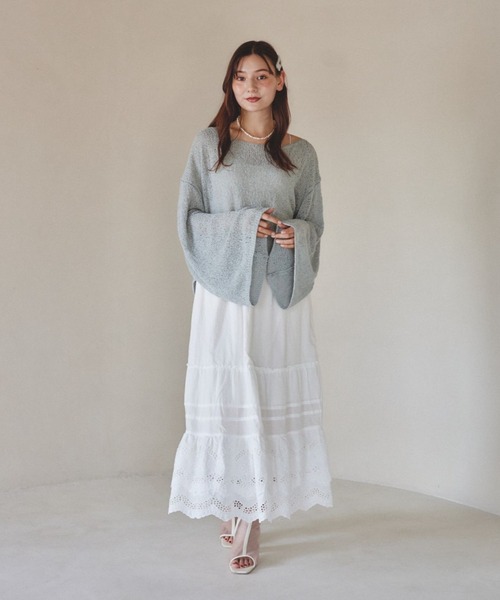 pomiii（ポミー）の「オフショルフレアスリーブニット（ニット/セーター・レディース・ベージュ/アイボリー/ミント/ラベンダー・FREE）」の11枚目の写真