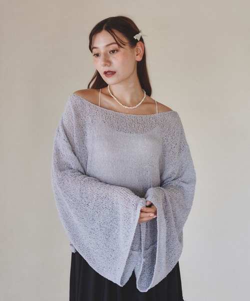 pomiii（ポミー）の「オフショルフレアスリーブニット（ニット/セーター・レディース・ベージュ/アイボリー/ミント/ラベンダー・FREE）」の17枚目の写真