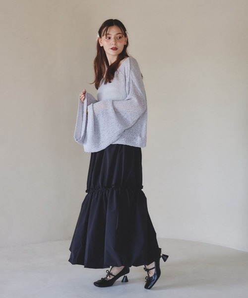 pomiii（ポミー）の「オフショルフレアスリーブニット（ニット/セーター・レディース・ベージュ/アイボリー/ミント/ラベンダー・FREE）」の21枚目の写真