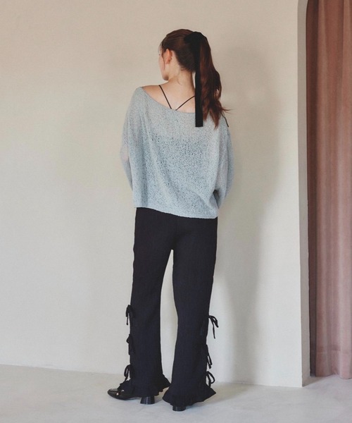 pomiii（ポミー）の「オフショルフレアスリーブニット（ニット/セーター・レディース・ベージュ/アイボリー/ミント/ラベンダー・FREE）」の8枚目の写真