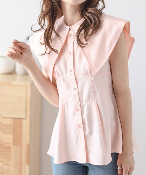 OHGA ノースリーブ　ブラウス チェックシャーリングノースリーブブラウス | ファッション通販