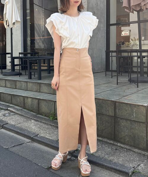 MAJESTIC LEGON（マジェスティックレゴン）の「バックリボンバルーンフリルブラウス（シャツ/ブラウス・レディース・ブラック/オフホワイト/ベージュ系その他2/ブルー系その他2・MEDIUM）」の7枚目の写真