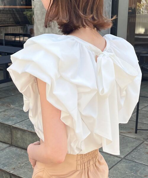 MAJESTIC LEGON（マジェスティックレゴン）の「バックリボンバルーンフリルブラウス（シャツ/ブラウス・レディース・ブラック/オフホワイト/ベージュ系その他2/ブルー系その他2・MEDIUM）」の22枚目の写真